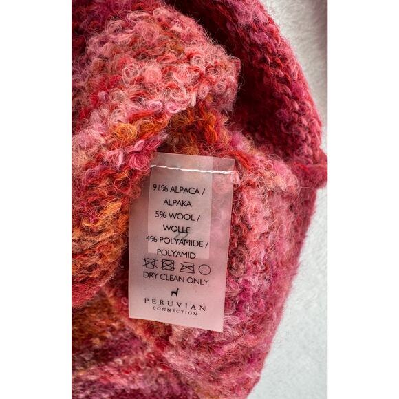 Peruvian Connection Alpaca Sweater Knit Red Stripe Long Sleeve - Picture 8 of 10